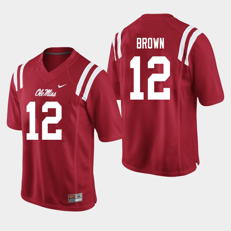 Jakivuan Brown Ole Miss Rebels NCAA Men's Red #12 Stitched Limited College Football Jersey QKO8458UG